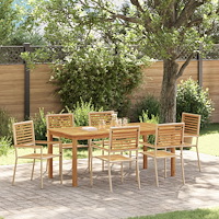 vidaXL Trädgårdsmöbelset 7 pcs Beige Poly rattan
