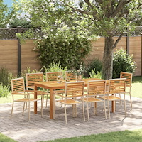 vidaXL Trädgårdsmöbelset 9 pcs Beige Poly rattan