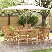 vidaXL Trädgård Stol 8 pcs Brun 52 x 64,5 x 108 cm Massivt teakträ