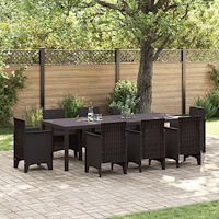 vidaXL Trädgårdsbord Brunt 250x100x73 cm Poly Rattan, vidaXL Trädgårdsbord Brunt 100x100x73 cm Poly Rattan, vidaXL Trädgårdsbor...