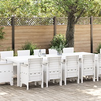 vidaXL Trädgårdsmöbelset med kudde 13 pcs Vit Poly rattan och Bomull