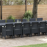 vidaXL 17-delars trädgårdsmöbelset med kuddar antracit plast-rattan, vidaXL Trädgårdsbord Antracit 250x100x73 cm plast-rattan,...
