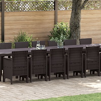 vidaXL 17-delars Trädgårdsmöbelset med Kuddar Brun Poly Rattan, vidaXL Trädgårdsbord Brun 250x100x73 cm Poly Rattan, vidaXL Trä...