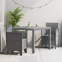 vidaXL 3-delat Trädgårdsmatsalsset Ljusgrå Poly Rattan