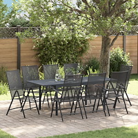 vidaXL 9-delat hallmöbelset anthracite stål, vidaXL utdragbart trädgårdsbord anthracite (140-210)x90x73 cm stål