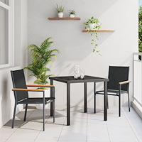 vidaXL Trädgårdsmöbelset 3 pcs Svart Textilene och stål