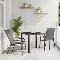 vidaXL 3-delars Trädgårdsdining Set Grå Textilene och Stål