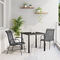 vidaXL Trädgårdsmöbelset 3 pcs Svart Textilene och stål