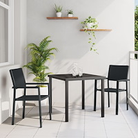 vidaXL 3-delat trädgårdsdining-set svart poly rattan