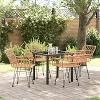vidaXL Trädgårdsmöbelset 5 pcs Brun Poly rattan