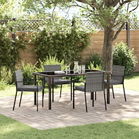 vidaXL Trädgårdsmöbelset 5 pcs Grå Poly rattan