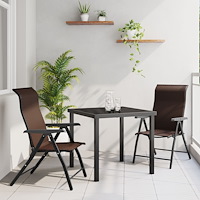 vidaXL Trädgårdsmöbelset Höjdjusterbar 3 pcs Brun Poly rattan