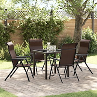 vidaXL Trädgårdsmöbelset Höjdjusterbar 5 pcs Brun Poly rattan