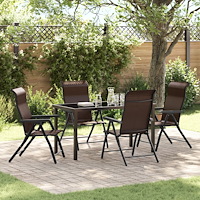 vidaXL Trädgårdsmöbelset Höjdjusterbar 5 pcs Brun Poly rattan