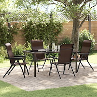 vidaXL Trädgårdsmöbelset Höjdjusterbar 5 pcs Brun Poly rattan