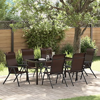 vidaXL Trädgårdsmöbelset Höjdjusterbar 7 pcs Brun Poly rattan
