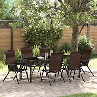 vidaXL Trädgårdsmöbelset Höjdjusterbar 7 pcs Brun Poly rattan
