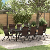 vidaXL Trädgårdsmöbelset Höjdjusterbar 9 pcs Brun Poly rattan