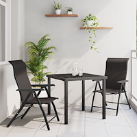vidaXL Trädgårdsmöbelset Höjdjusterbar 3 pcs Svart kaffe Poly rattan