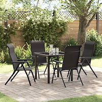 vidaXL Trädgårdsmöbelset Höjdjusterbar 5 pcs Svart kaffe Poly rattan