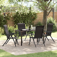 vidaXL Trädgårdsmöbelset Höjdjusterbar 5 pcs Svart kaffe Poly rattan