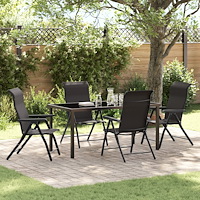 vidaXL Trädgårdsmöbelset Höjdjusterbar 5 pcs Svart kaffe Poly rattan
