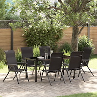 vidaXL Trädgårdsmöbelset Höjdjusterbar 7 pcs Svart kaffe Poly rattan