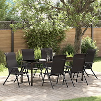 vidaXL Trädgårdsmöbelset Höjdjusterbar 7 pcs Svart kaffe Poly rattan