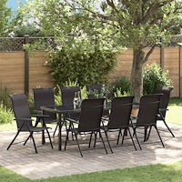 vidaXL Trädgårdsmöbelset Höjdjusterbar 9 pcs Svart kaffe Poly rattan