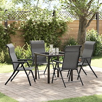 vidaXL Trädgårdsmöbelset Höjdjusterbar 5 pcs Grå Poly rattan