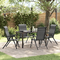vidaXL Trädgårdsmöbelset Höjdjusterbar 5 pcs Grå Poly rattan