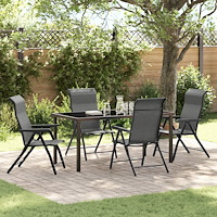 vidaXL Trädgårdsmöbelset Höjdjusterbar 5 pcs Grå Poly rattan