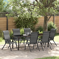 vidaXL Trädgårdsmöbelset Höjdjusterbar 7 pcs Grå Poly rattan