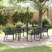 vidaXL Trädgårdsmöbelset 5 pcs Svart Poly rattan