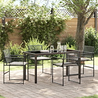 vidaXL Trädgårdsmöbelset 5 pcs Svart Poly rattan
