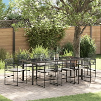 vidaXL Trädgårdsmöbelset 9 pcs Svart Poly rattan