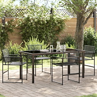 vidaXL Trädgårdsmöbelset 5 pcs Svart Poly rattan
