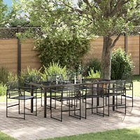 vidaXL Trädgårdsmöbelset 9 pcs Svart Poly rattan