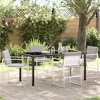 vidaXL Trädgårdsmöbelset 5 pcs Vit 160 x 80 x 73 cm Textilene och stål