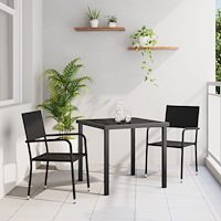 vidaXL Trädgårdsmöbelset 3 pcs Svart Poly rattan
