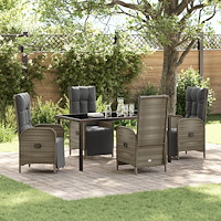 vidaXL Trädgårdsmöbelset med kudde 5 pcs Grå Poly rattan