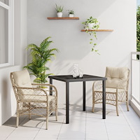 vidaXL Trädgårdsmöbelset med kudde 3 pcs Beige Poly rattan