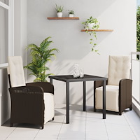 vidaXL Trädgårdsmöbelset 3 pcs Brun konstrotting