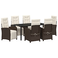 vidaXL Trädgårdsmöbelset 7 pcs Brun konstrotting