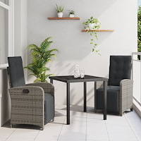 vidaXL Trädgårdsmöbelset 3 pcs Grå konstrotting