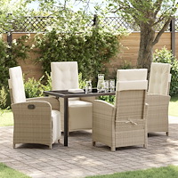 vidaXL Trädgårdsmöbelset 5 pcs Beige konstrotting