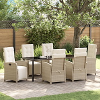 vidaXL Trädgårdsmöbelset 7 pcs Beige konstrotting