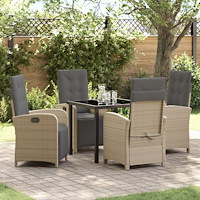 vidaXL Trädgårdsmöbelset 5 pcs Beige konstrotting