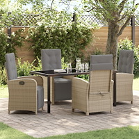 vidaXL Trädgårdsmöbelset 5 pcs Beige konstrotting