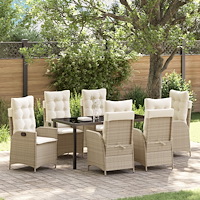 vidaXL Trädgårdsmöbelset 7 pcs Beige konstrotting